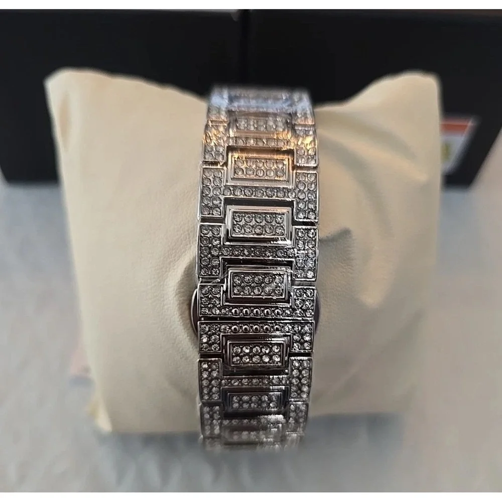 Activa Soluna X Invicta Digital Men's Watch 51mm Silver Bling‎ Rhinestone
